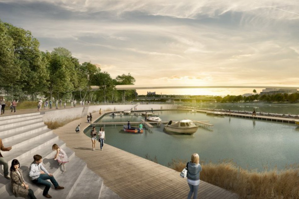 Ilustračný obrázok k článku Bratislavská lagúna: Črtá sa nový nábrežný park od Starého mosta až po rameno v Ovsišti