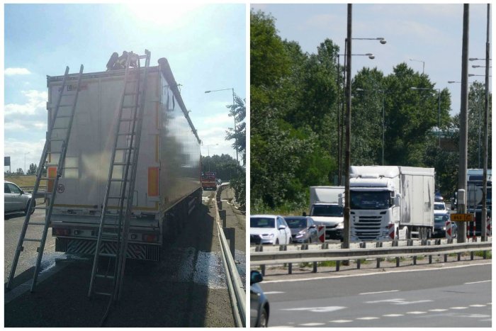 Ilustračný obrázok k článku Diaľnica D1 je v smere na Most Lafranconi uzavretá. Na mieste zasahuje takmer 20 hasičov